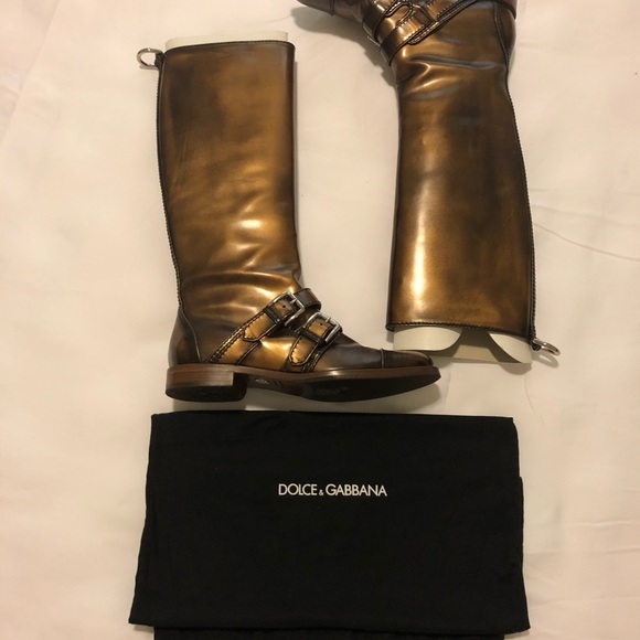 Dolce & Gabbana Shoes - Women’s Dolce Gabbana Metallic Bronze Boots 38 1/2